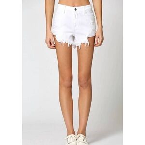Hidden White Finn High Rise Fray Shorts Small